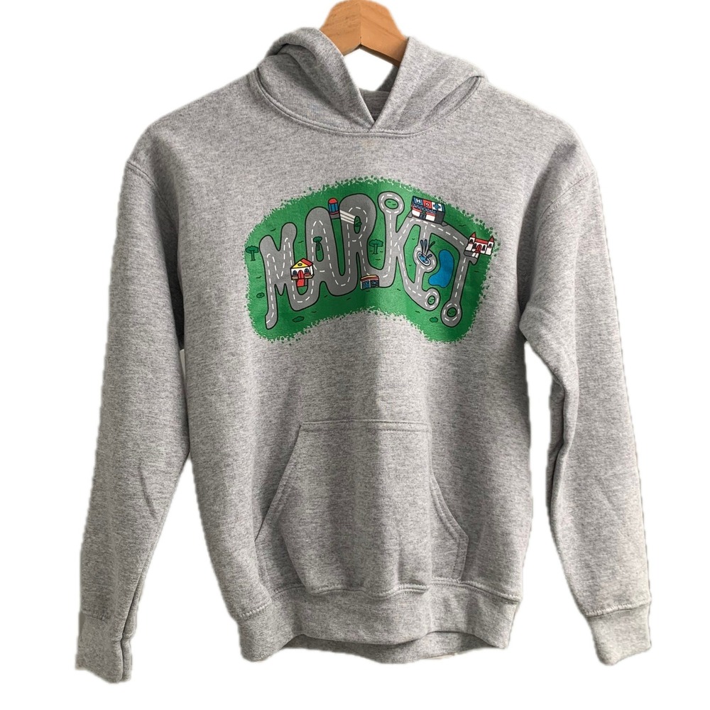 NWT Market Road Map Graphic Hoodie grey kids size‎ Medium